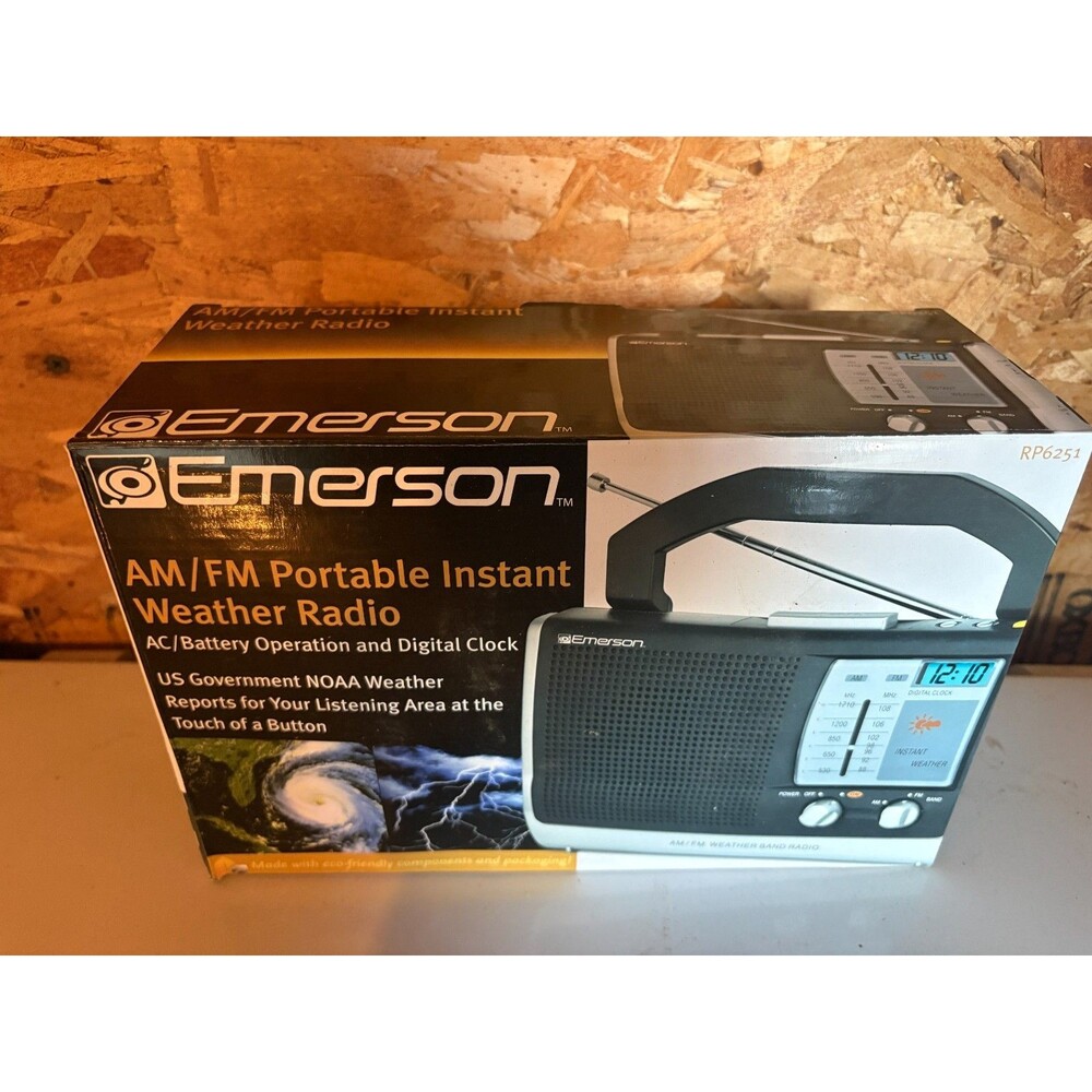 EMERSON AM/FM PORTABLE INSTANT WEATHER RADIO RP6251 OPEN BOX